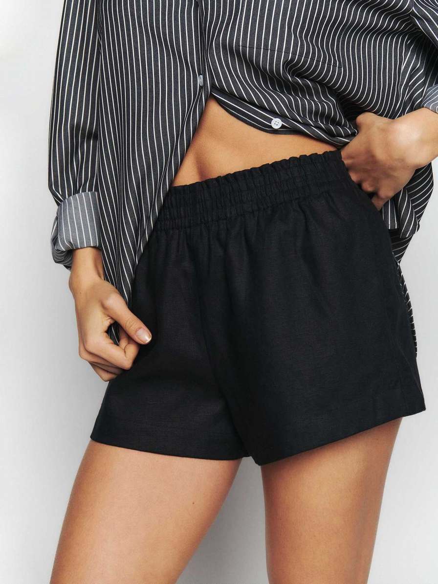 Black Reformation Mila Linen Women's Shorts | UK-716243