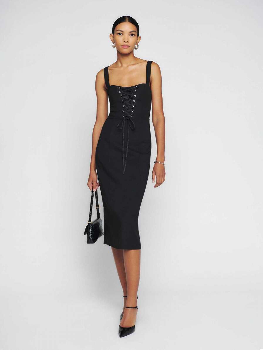Black Reformation Perdita Knit Women's Dress | UK-764123